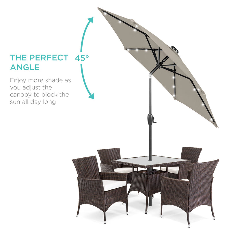 Outdoor Solar Patio Umbrella w/ Push Button Tilt, Crank Lift - 7.5ft - Kivo Store