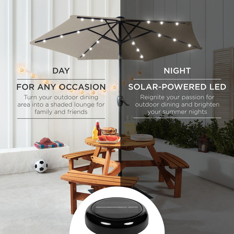 Outdoor Solar Patio Umbrella w/ Push Button Tilt, Crank Lift - 7.5ft - Kivo Store