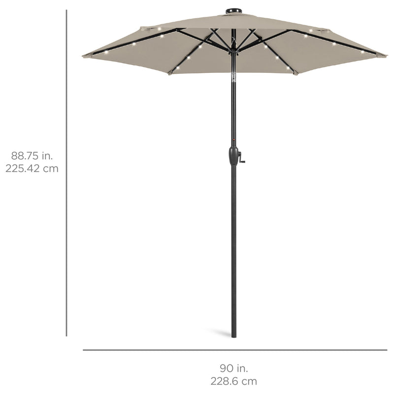 Outdoor Solar Patio Umbrella w/ Push Button Tilt, Crank Lift - 7.5ft - Kivo Store