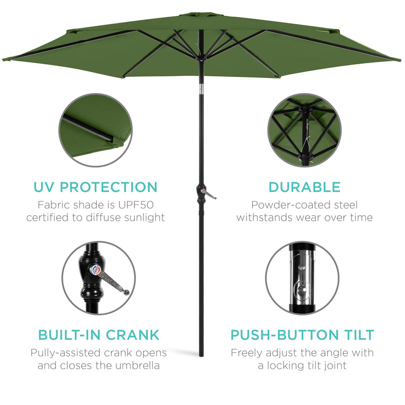 Outdoor Steel Market Patio Umbrella Decoration w/ Tilt, Crank Lift - 10ft - Kivo Store