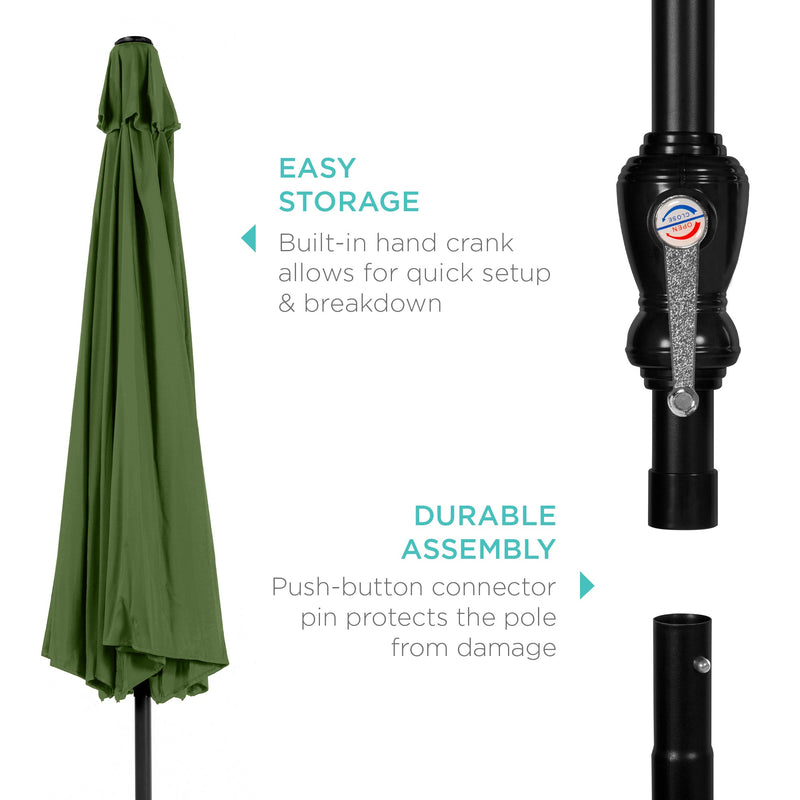Outdoor Steel Market Patio Umbrella Decoration w/ Tilt, Crank Lift - 10ft - Kivo Store