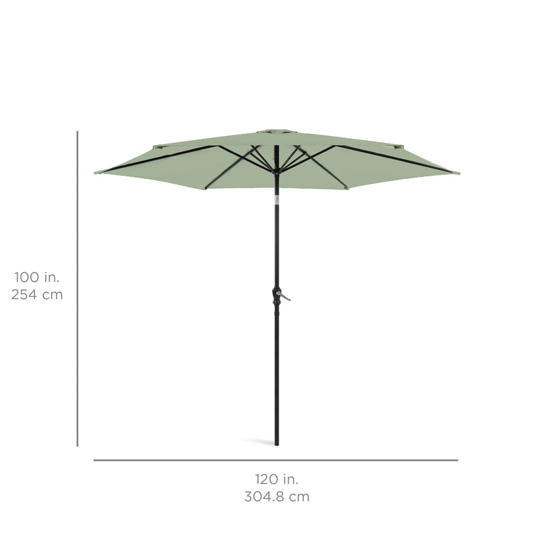 Outdoor Steel Market Patio Umbrella Decoration w/ Tilt, Crank Lift - 10ft