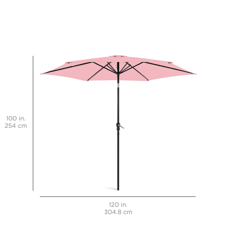 Outdoor Steel Market Patio Umbrella Decoration w/ Tilt, Crank Lift - 10ft