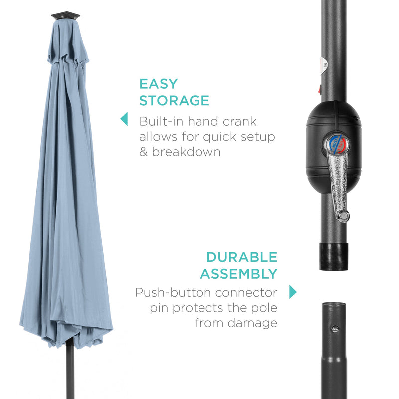 Solar LED Lighted Patio Umbrella w/ Tilt Adjustment, UV-Resistant - 10ft - Kivo Store