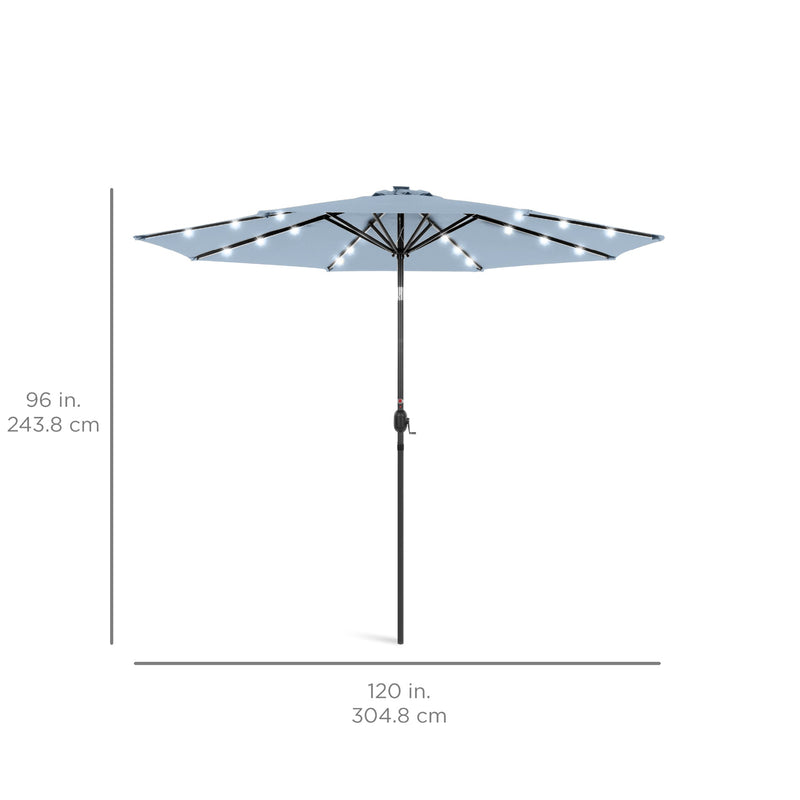 Solar LED Lighted Patio Umbrella w/ Tilt Adjustment, UV-Resistant - 10ft - Kivo Store