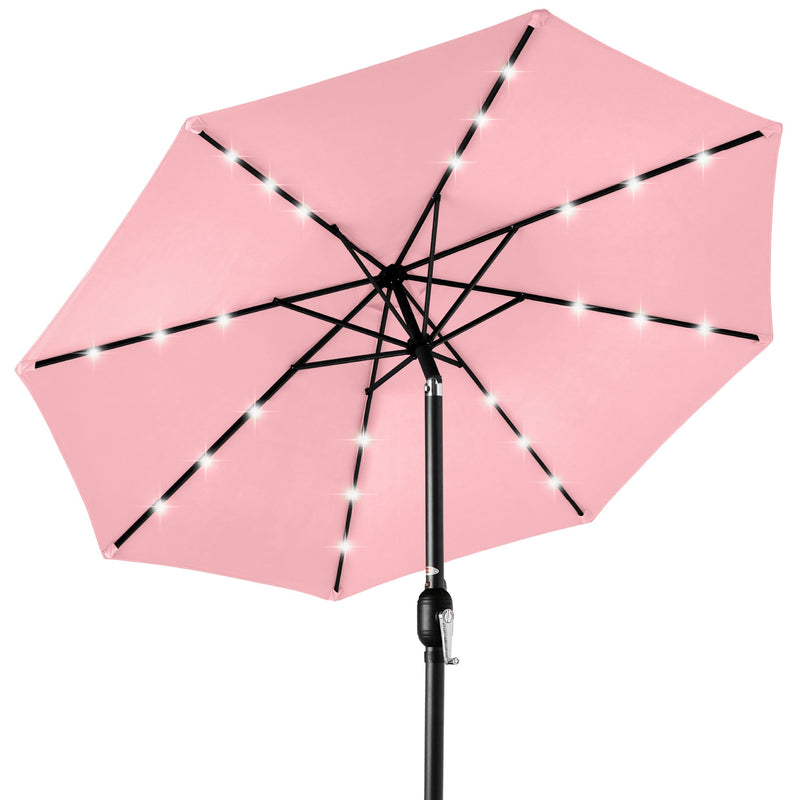 Solar LED Lighted Patio Umbrella w/ Tilt Adjustment, UV-Resistant - 10ft
