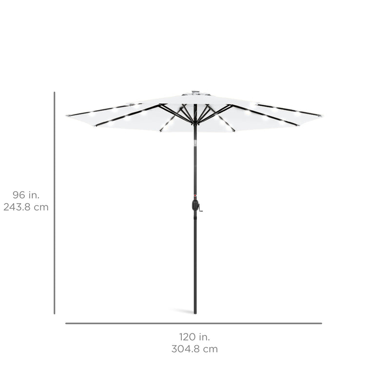 Solar LED Lighted Patio Umbrella w/ Tilt Adjustment, UV-Resistant - 10ft