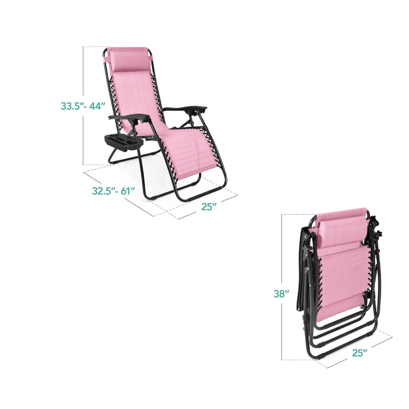 Set of 2 Adjustable Zero Gravity Patio Chair Recliners w/ Cup Holders - Kivo Store
