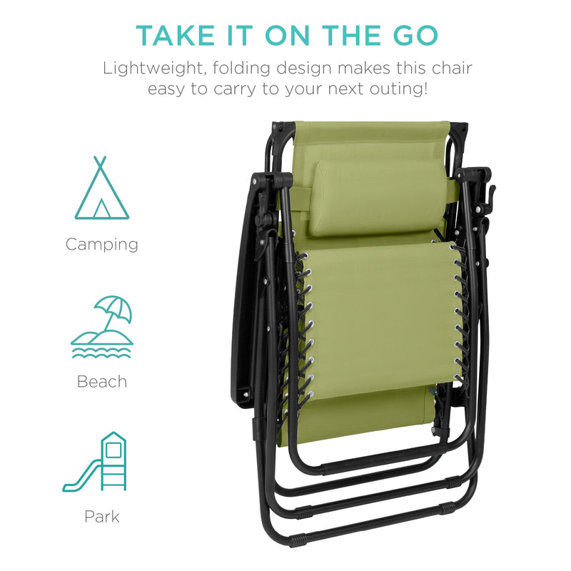Folding Zero Gravity Recliner Patio Lounge Chair w/ Canopy, Side Tray