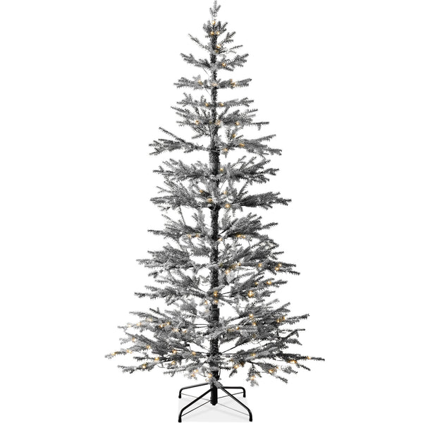Black Pre-Lit Sparse Flocked Christmas Tree w/ 2-in-1 LEDs, Cordless Connection - Kivo Store