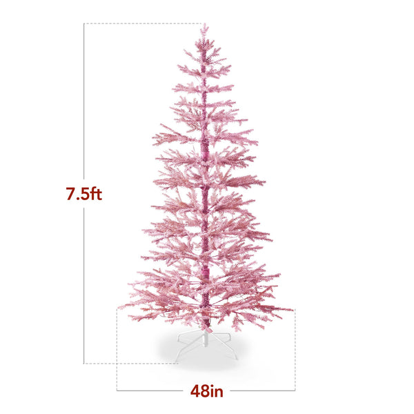 Pink Pre-Lit Sparse Flocked Christmas Tree w/ 2-in-1 LEDs, Cordless Connection - Kivo Store