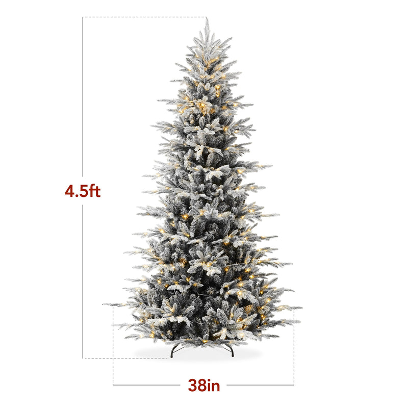 Pre-Lit Flocked Artificial Aspen Noble Fir Christmas Tree w/ Metal Stand - Kivo Store