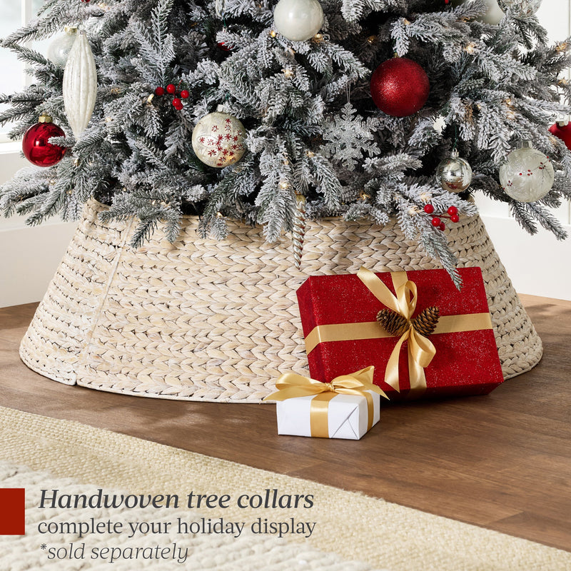 Pre-Lit Flocked Artificial Aspen Noble Fir Christmas Tree w/ Metal Stand