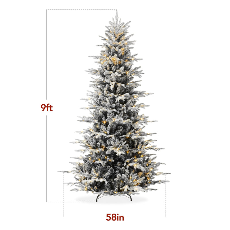 Pre-Lit Flocked Artificial Aspen Noble Fir Christmas Tree w/ Metal Stand - Kivo Store