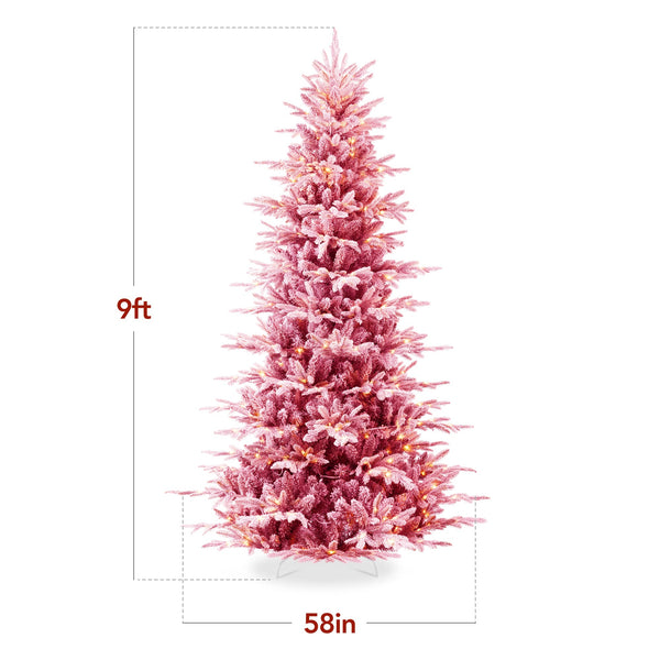 Pre-Lit Flocked Artificial Aspen Noble Fir Christmas Tree w/ Metal Stand - Kivo Store