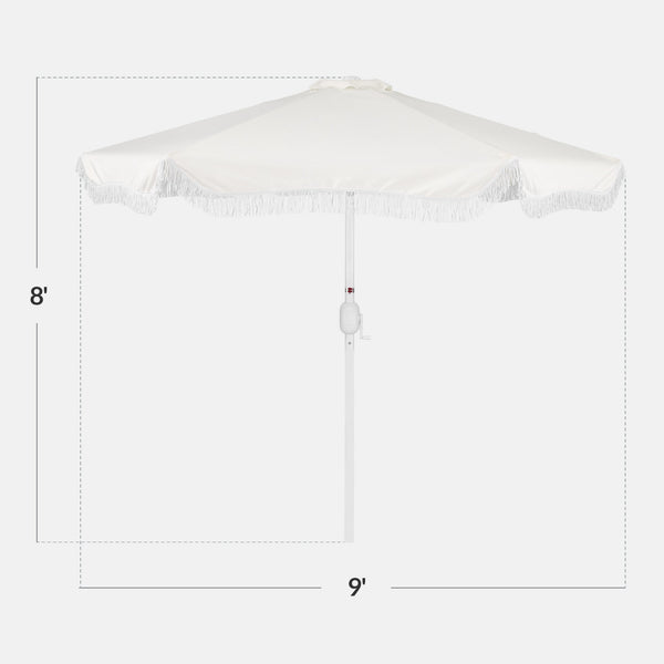 9ft Boho Fringe Umbrella Tilt, UPF50+, Steel Pole - Kivo Store