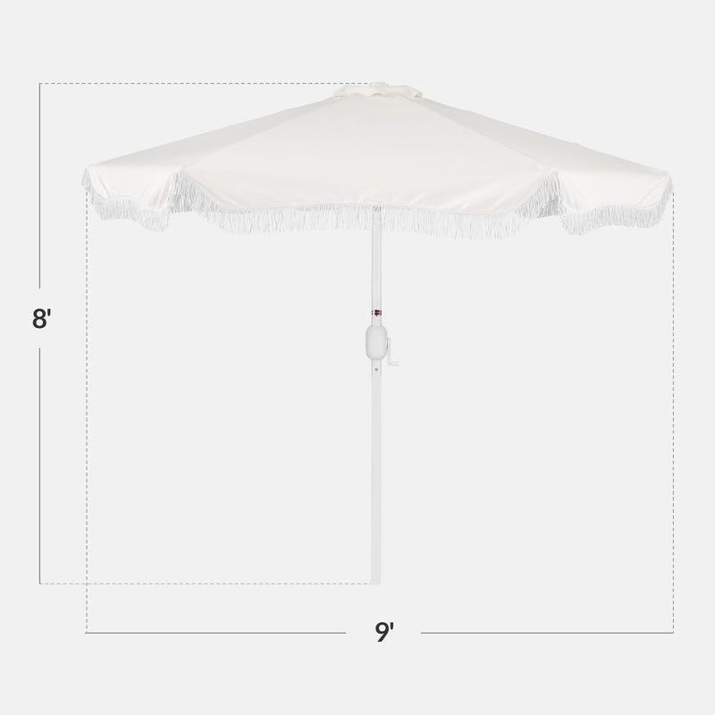 9ft Boho Fringe Umbrella Tilt, UPF50+, Steel Pole - Kivo Store