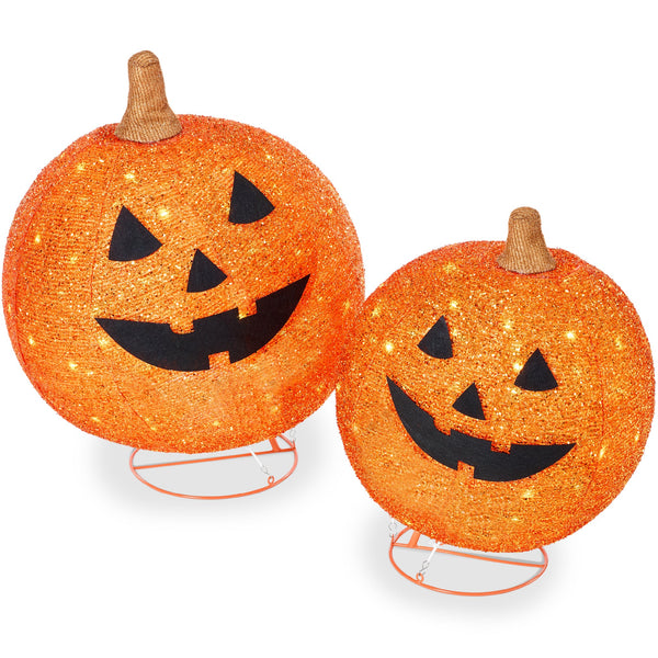 2pc Lighted Pop-Up Outdoor Halloween Holiday Pumpkin Set w/ 130 LED Lights - Kivo Store