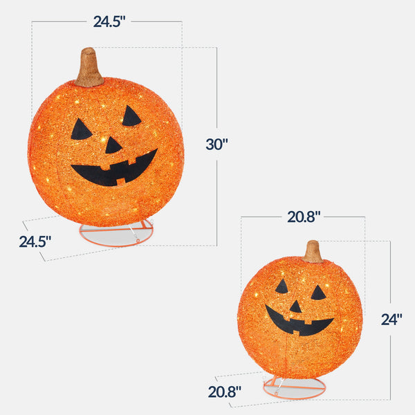 2pc Lighted Pop-Up Outdoor Halloween Holiday Pumpkin Set w/ 130 LED Lights - Kivo Store