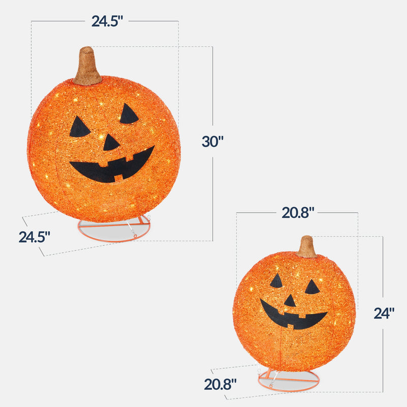 2pc Lighted Pop-Up Outdoor Halloween Holiday Pumpkin Set w/ 130 LED Lights - Kivo Store