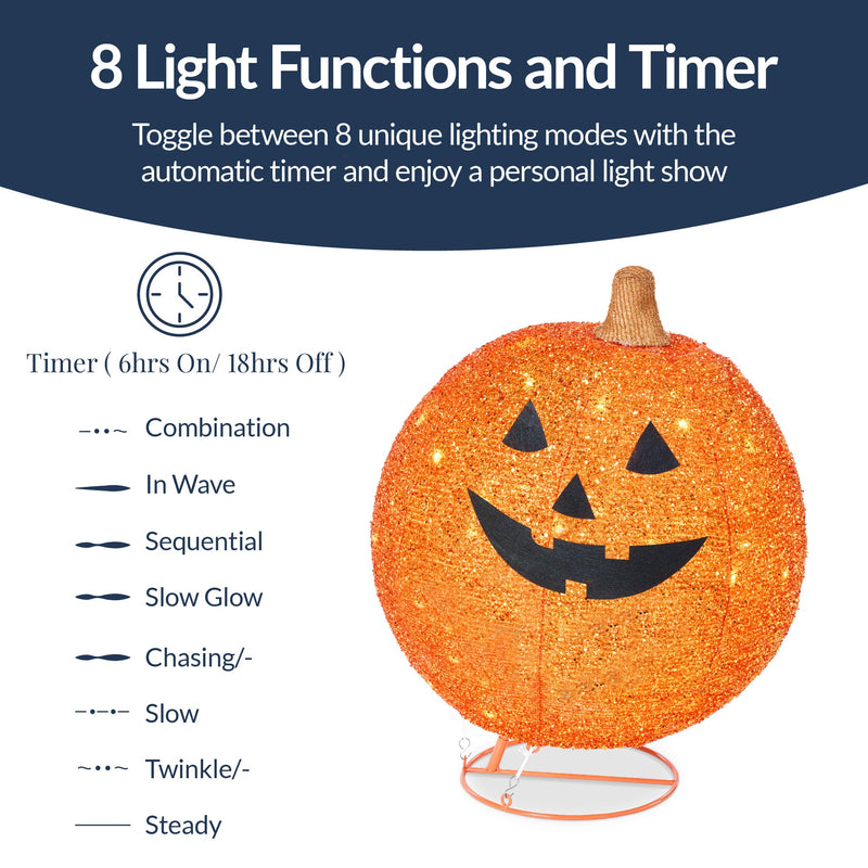 2pc Lighted Pop-Up Outdoor Halloween Holiday Pumpkin Set w/ 130 LED Lights - Kivo Store